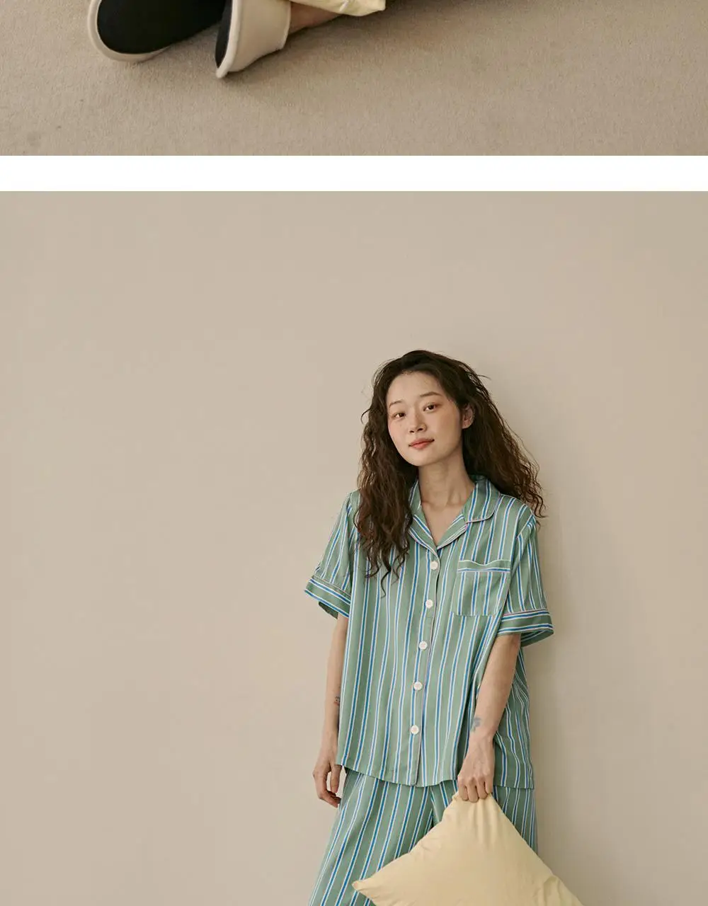 보웰 [BWTZ] 데이오프 비스코스 100% 파자마 반소매세트 그린스트라이프 3종 상세페이지 20